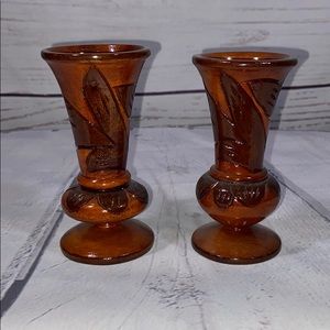 Hand carved Wooden Vases